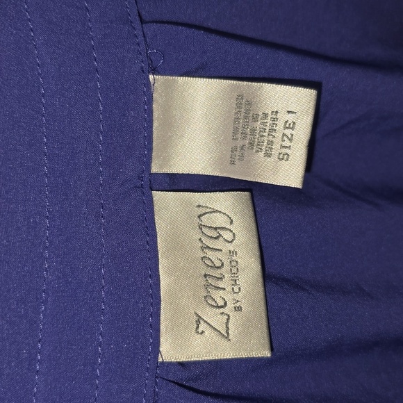 Chicos Zenergy Short Sleeve Full Zip Jacket Roll Tab Drawstring Sz 1 Blue Purple - Picture 2 of 10